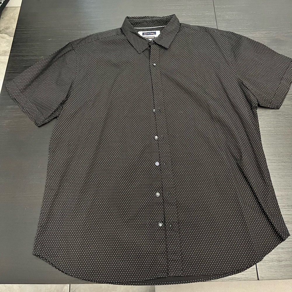 Gentlemen’s Outfitters Polo Shirt, black with white polkadots, size 2XL
